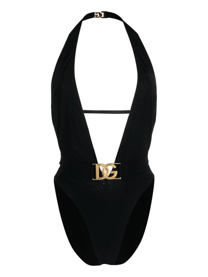 Costume intero con logo e placca nero