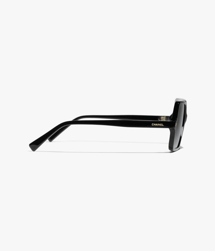 Occhiali da sole squadrati in acetato nero con lenti grigio scuro