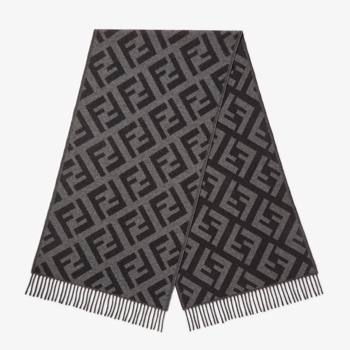 Men's grey and black FF cashmere scarf
