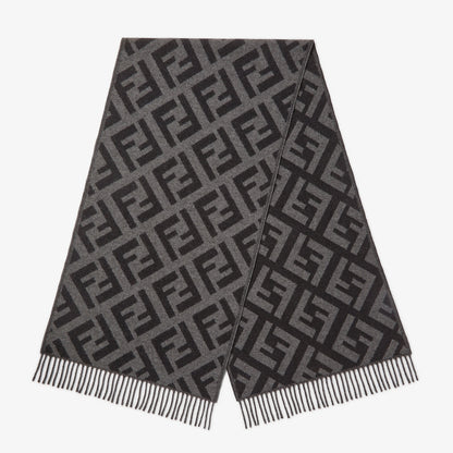 Men's grey and black FF cashmere scarf