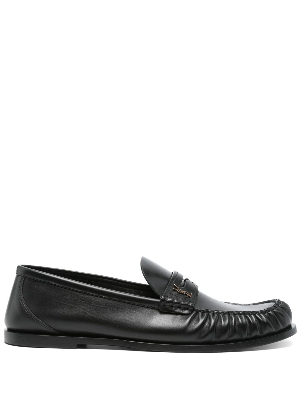 Black leather loafers