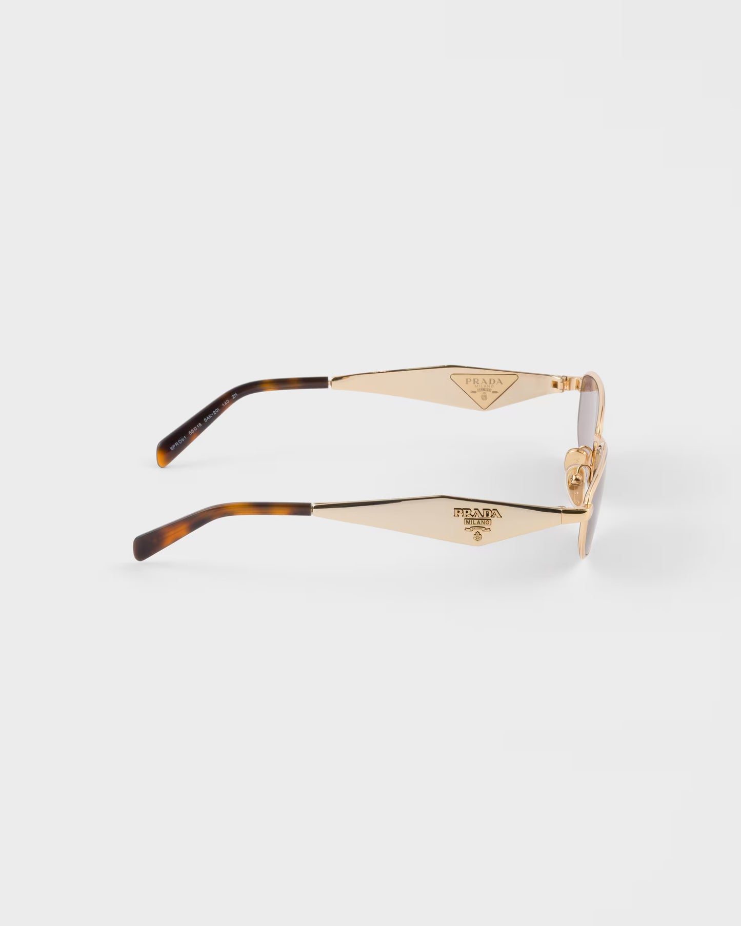 Gold-tone oval acetate sunglasses with mauve lenses