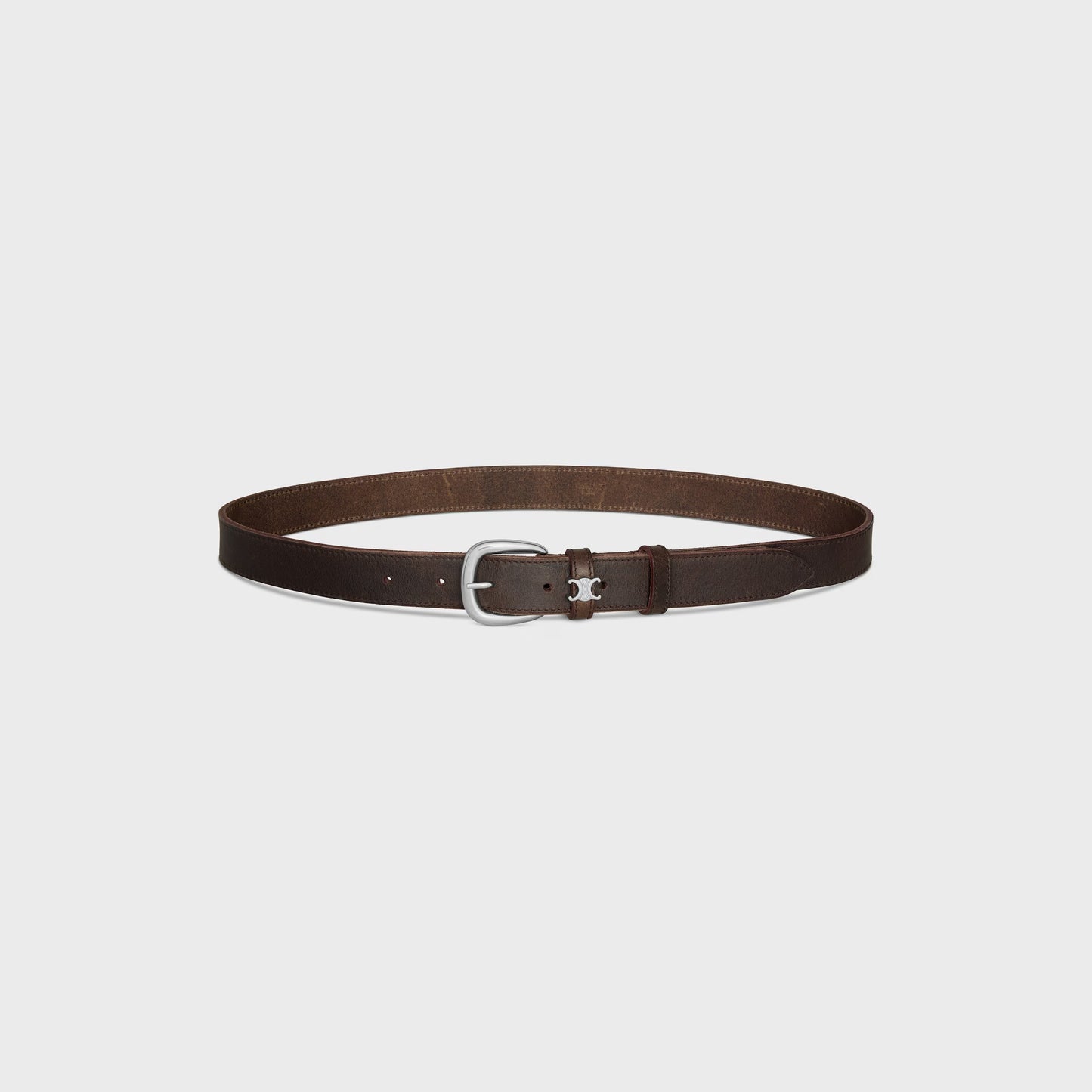 Cintura Vivienne 25 mm in pelle di vitello vintage marrone scuro uomo