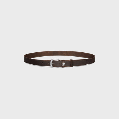 Cintura Vivienne 25 mm in pelle di vitello vintage marrone scuro uomo