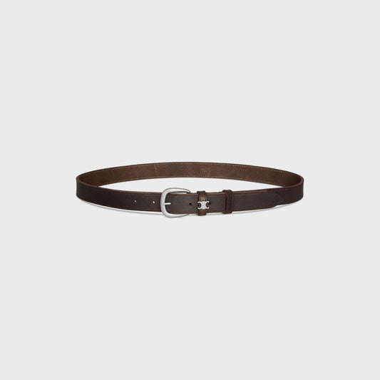Cintura Vivienne 25 mm in pelle di vitello vintage marrone scuro uomo