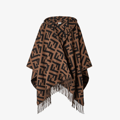 Women's brown cashmere poncho