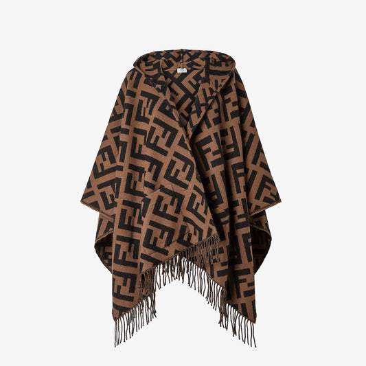 Poncho in cashmere marrone donna