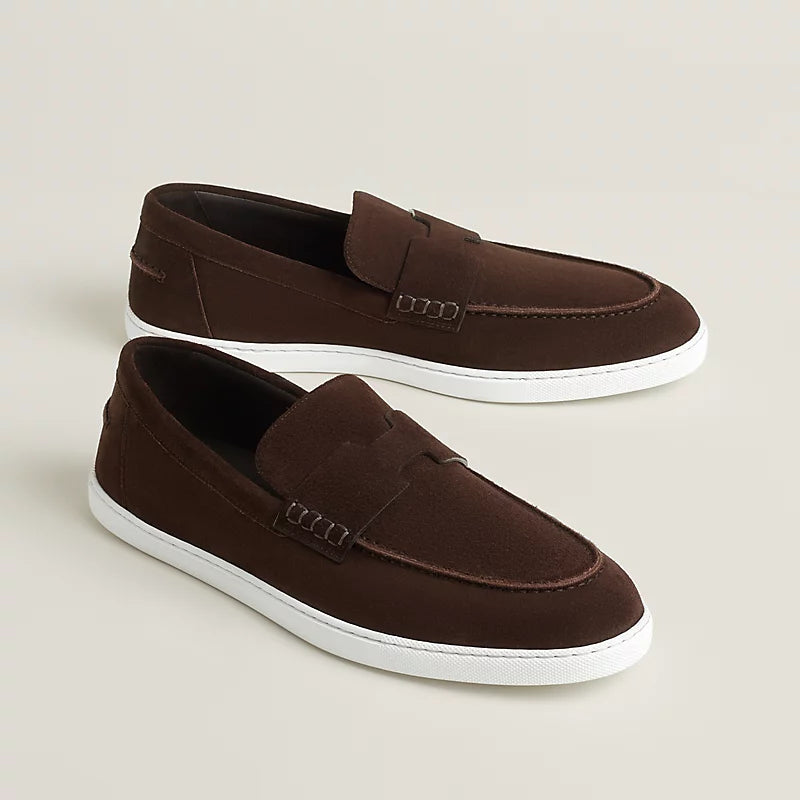 Brown suede loafer