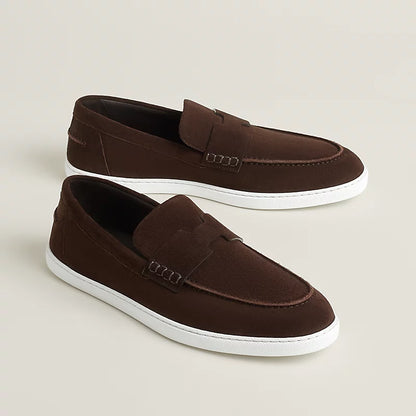 Brown suede loafer