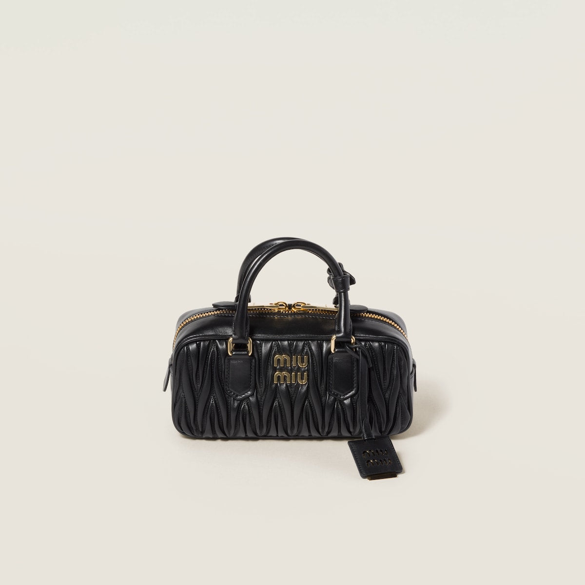 Arcadie regular bag in black matelassé nappa leather