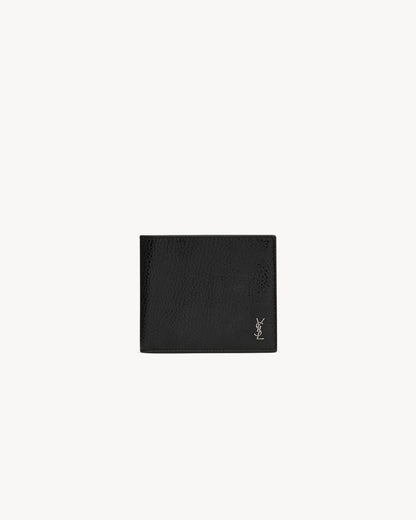 TINY CASSANDRE EAST/WEST Wallet in black grained leather