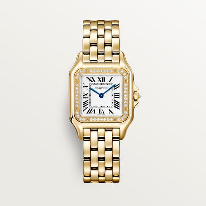 Panthère watch, medium model, yellow gold case with diamonds