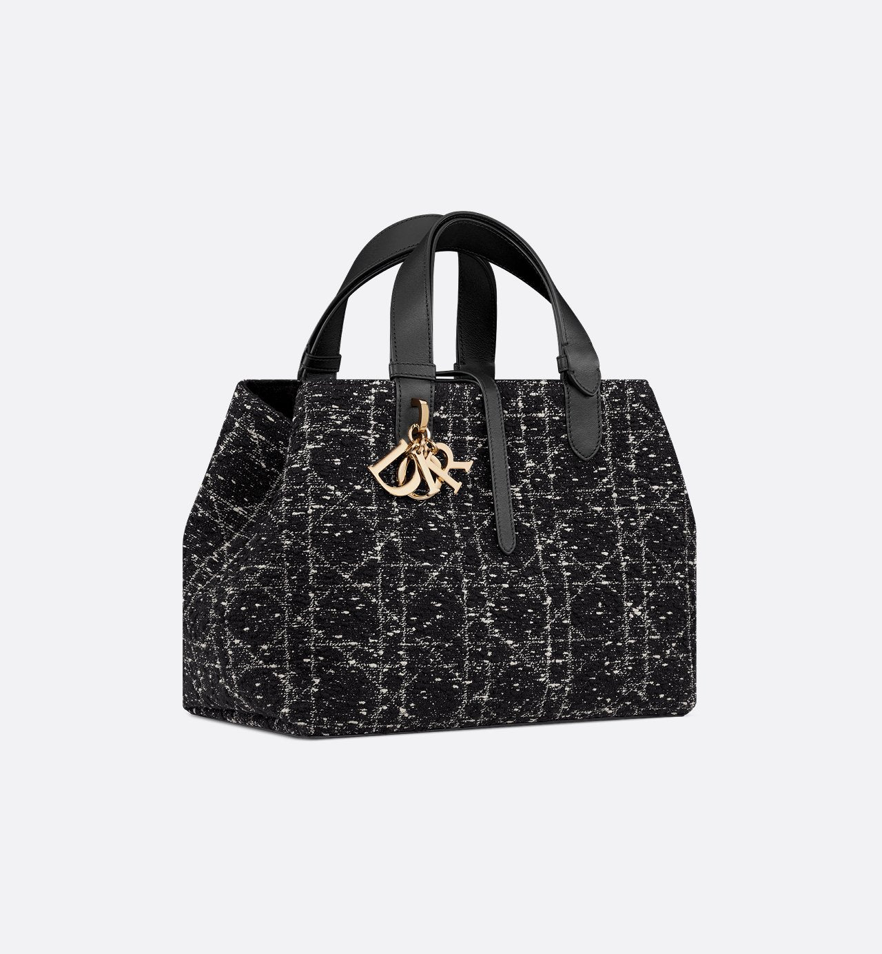 Medium Toujours Bag in Black Tweed with White Cannage Motif