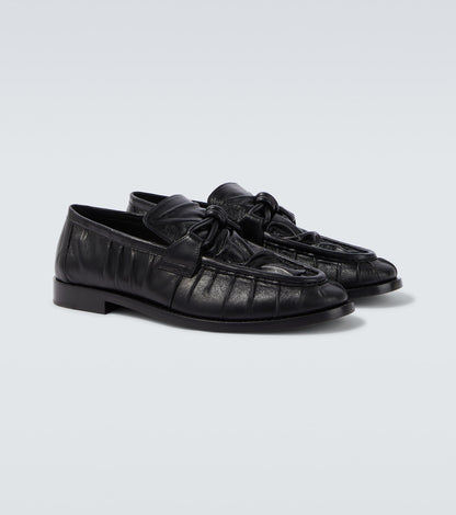 Astaire Knot loafers in black nappa leather with black buckle