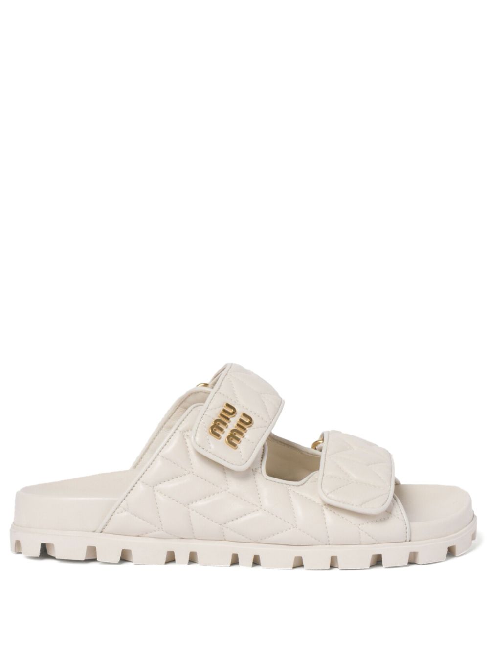 White nappa leather padded slippers