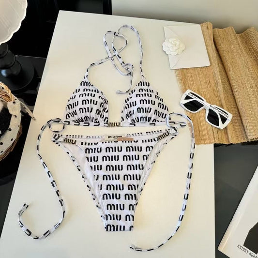 Bikini Set Scritta Grafica Bianco/Nero