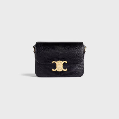 Borsa Teen Triomphe in pelle di lucertola nero
