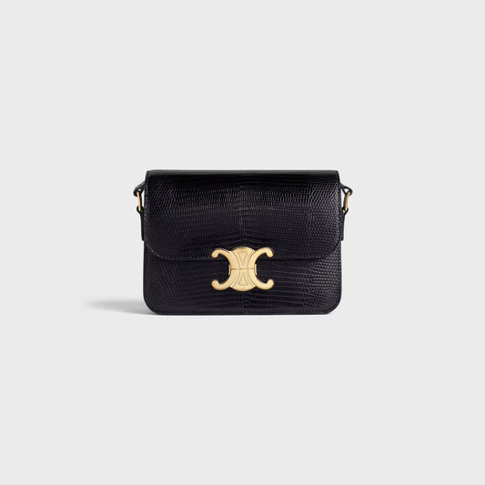 Borsa Teen Triomphe in pelle di lucertola nero
