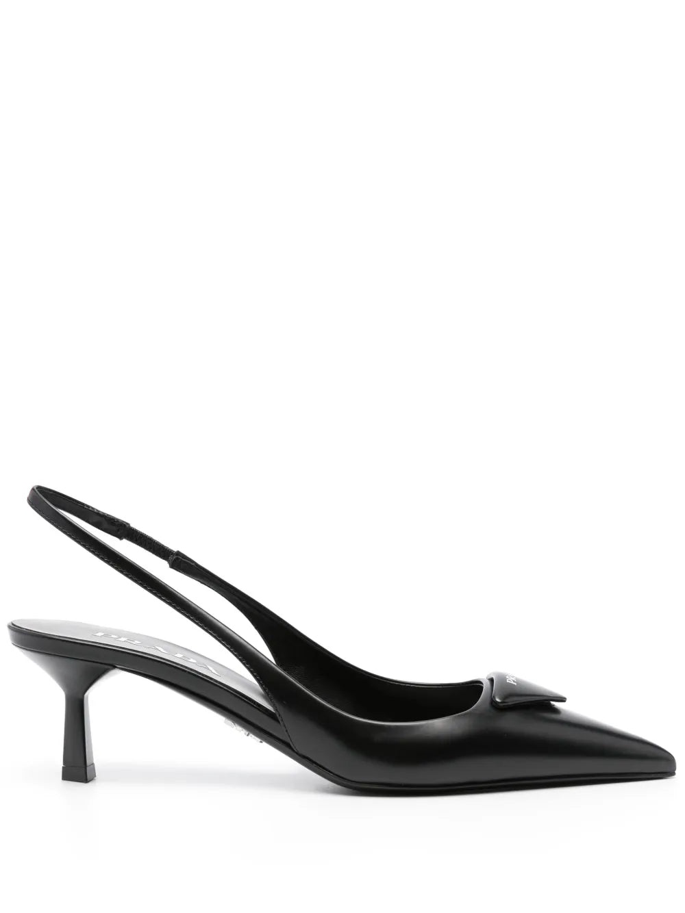 Decolleté in pelle con cinturino sul tallone nero