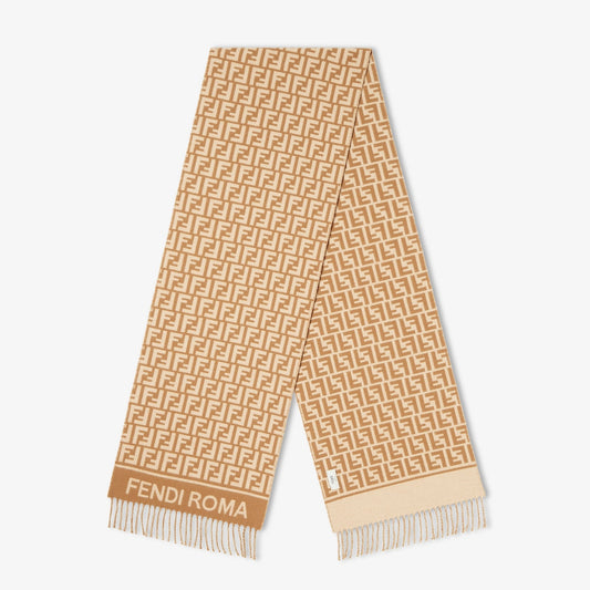 Sciarpa in lana e cashmere cammello donna
