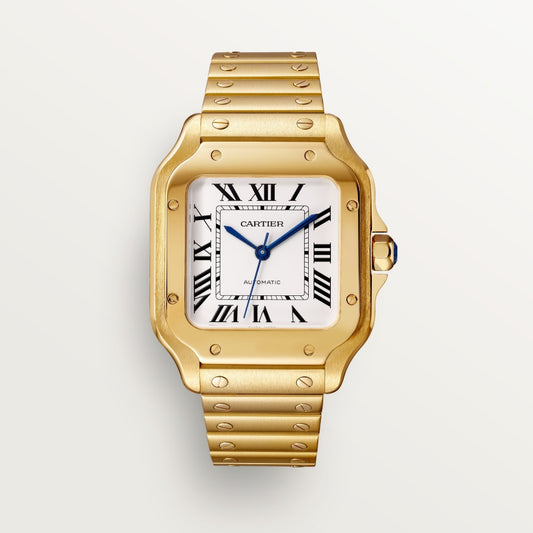 Orologio Santos in oro con quadrante opalino argentato