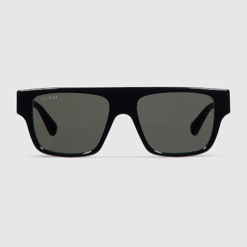 Men's rectangular sunglasses with solid grey lenses
