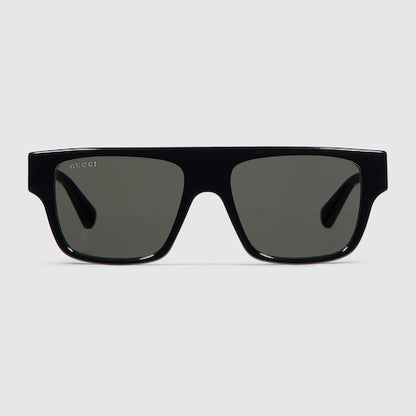 Men's rectangular sunglasses with solid grey lenses