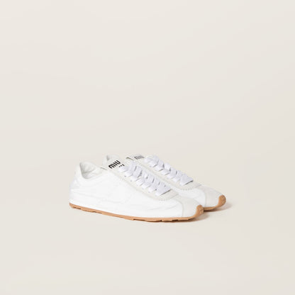 Plume sneakers in white technical fabric and suede