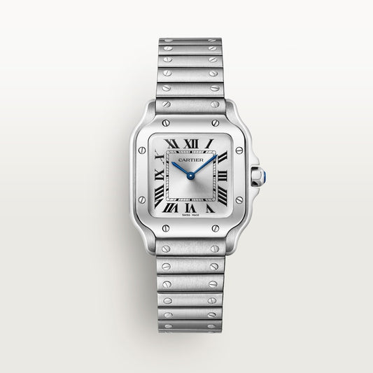 Orologio Santos in argento con lancette in acciaio azzurrato