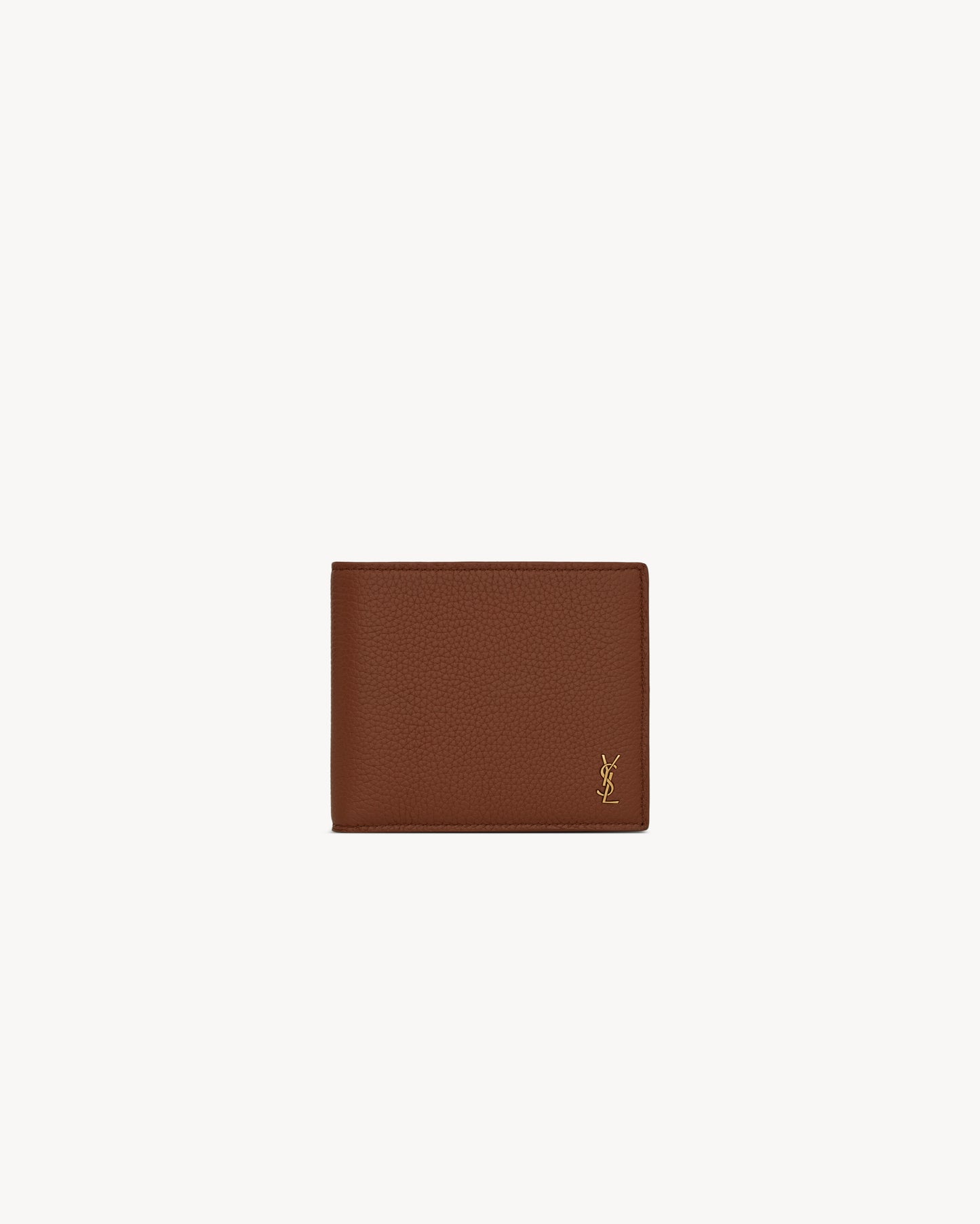 TINY CASSANDRE East/West small wallet in brown grained leather