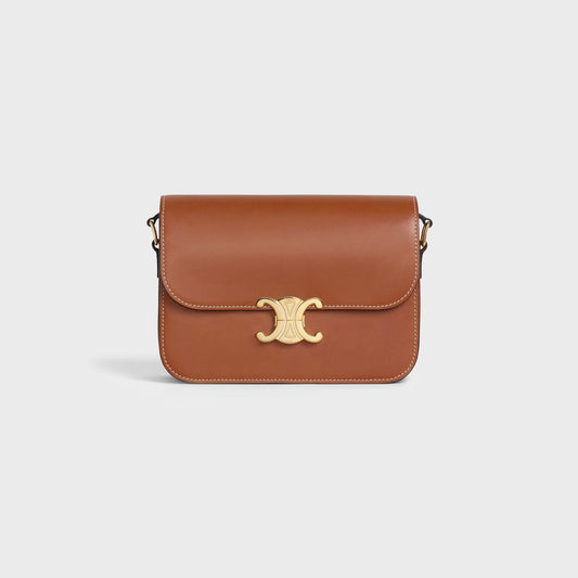 Borsa Teen Triomphe in pelle di vitello naturale CUOIO