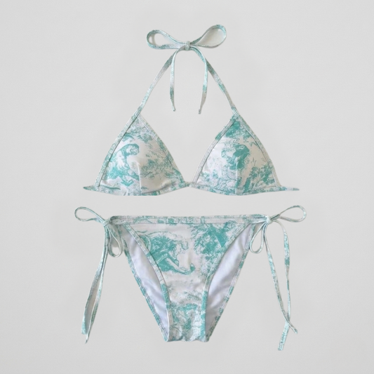 Bikini Stampa Toile de Jouy Verde