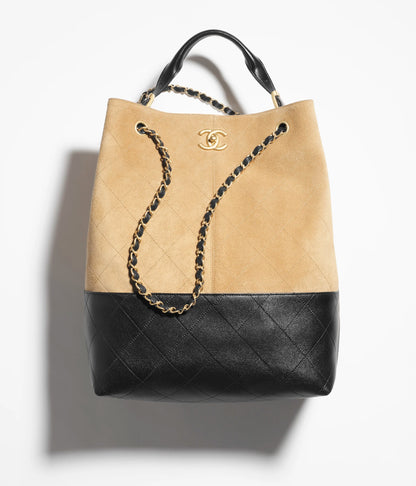 Borsa shopping Beige & nero