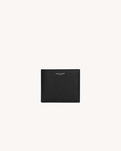 East/West wallet in smooth black leather