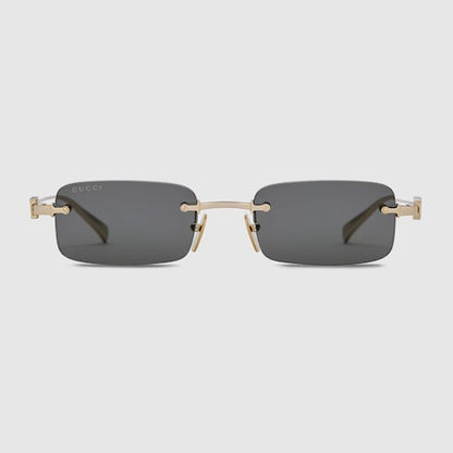 Men's rectangular sunglasses in gold tone