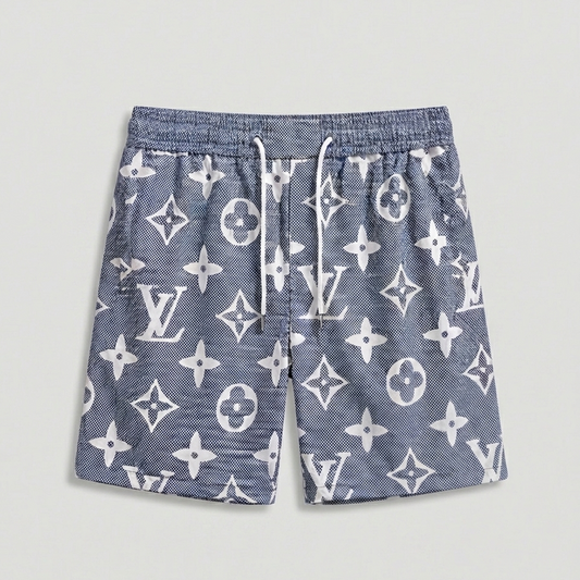 Costume da Bagno Crosshatch Monogram Celeste