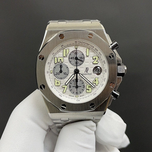 AP Royal Oak Offshore Chronograph with White Dial Mega Tapisserie Dial