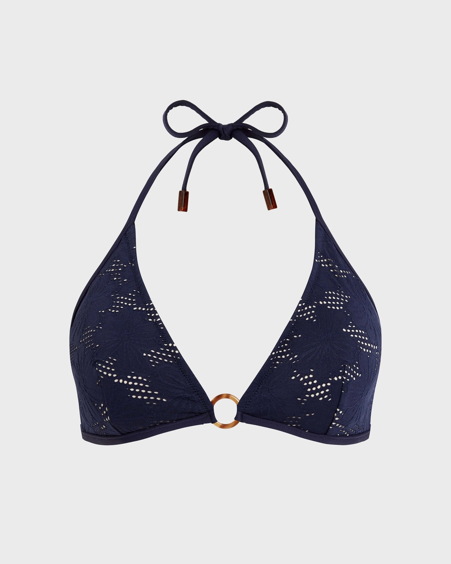 Bikini set donna a triangolo in jacquard Fleur blu marine