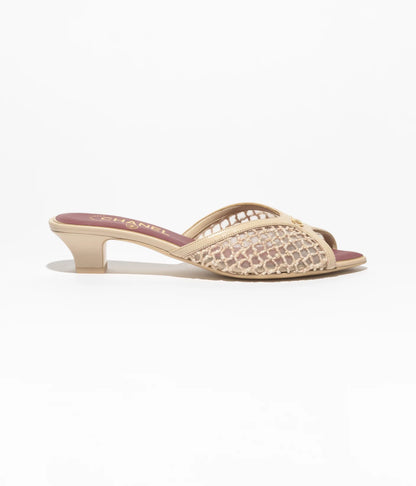 Mules in pelle di vitello beige chiaro