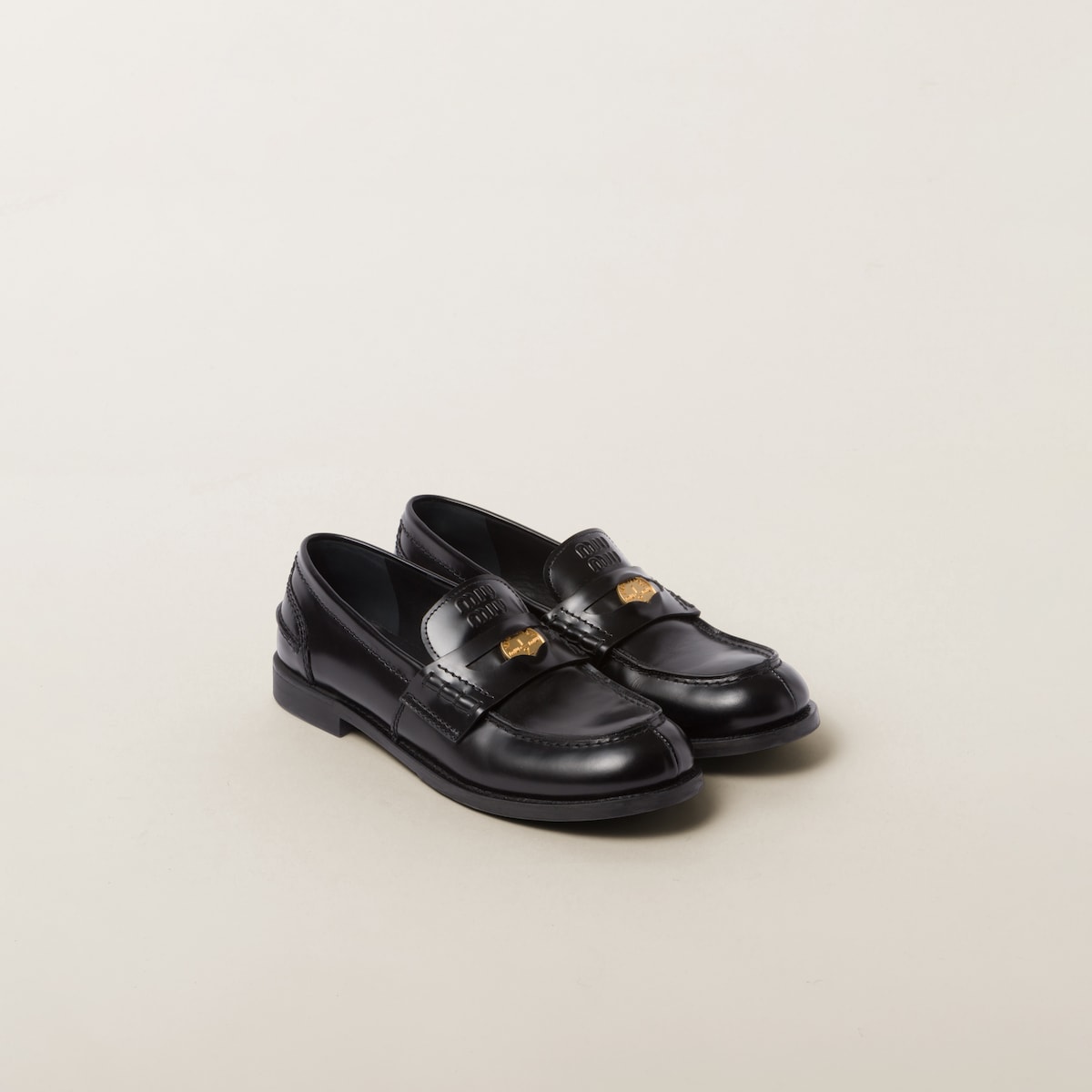 Black brushed leather loafers
