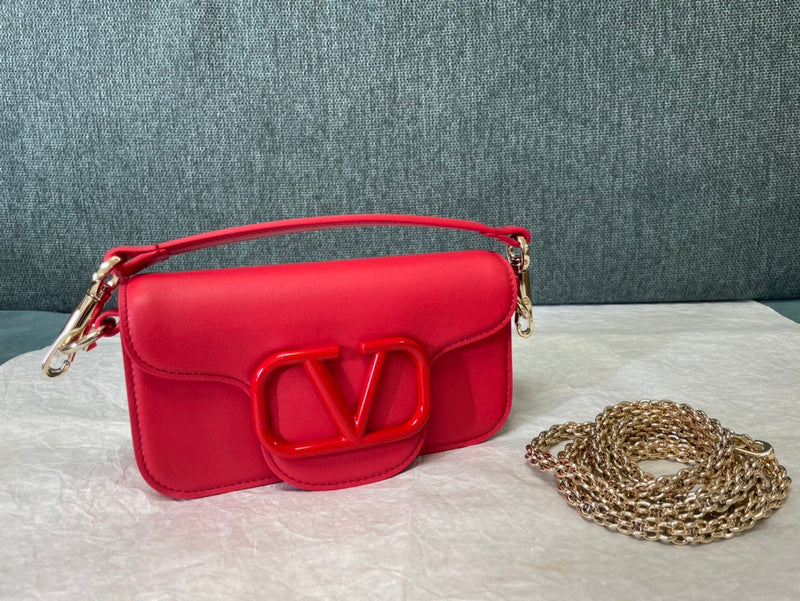 Borsa a tracolla Locò in pelle di vitello Rossa