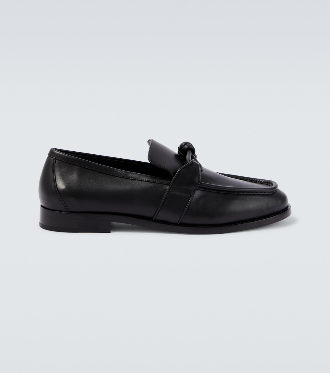 Astaire Knot Loafers in Black Leather with Black Buckle