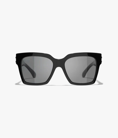 Occhiali da sole Butterfly in acetato nero con lenti nere