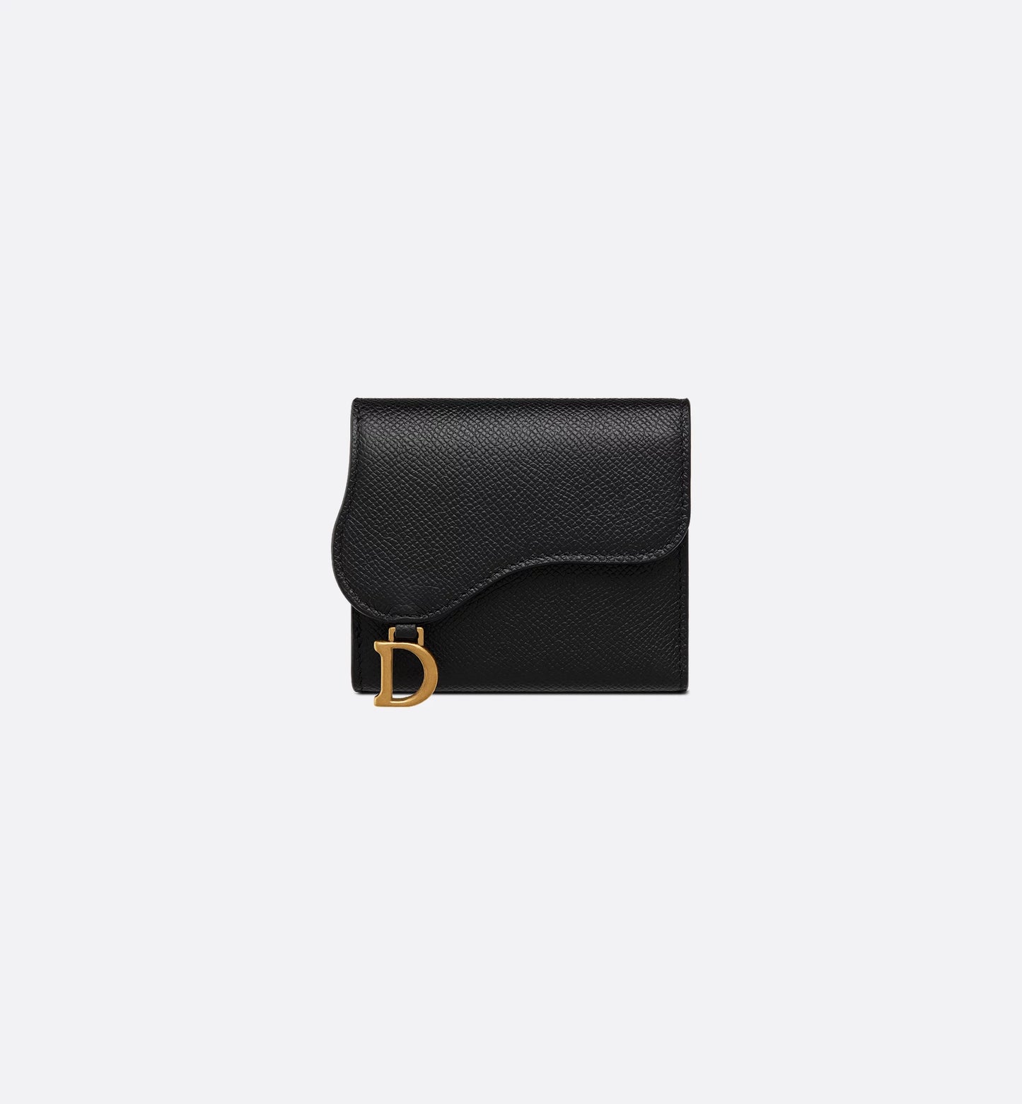 Black Grained Calfskin Saddle Lotus Wallet