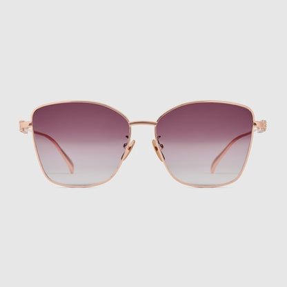 Occhiali da sole a farfalla con ponte basso oro rossa