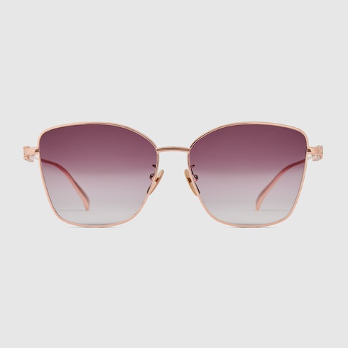 Occhiali da sole a farfalla con ponte basso oro rossa