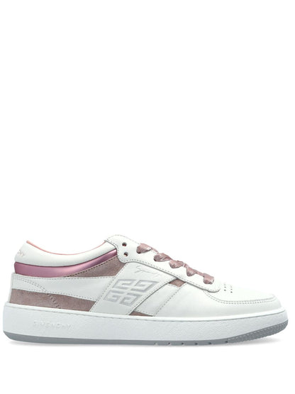 Sneaker con logo stampato bianco/oro rosa