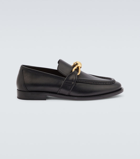 Mocassini Astaire Knot in pelle nero con fibbia oro