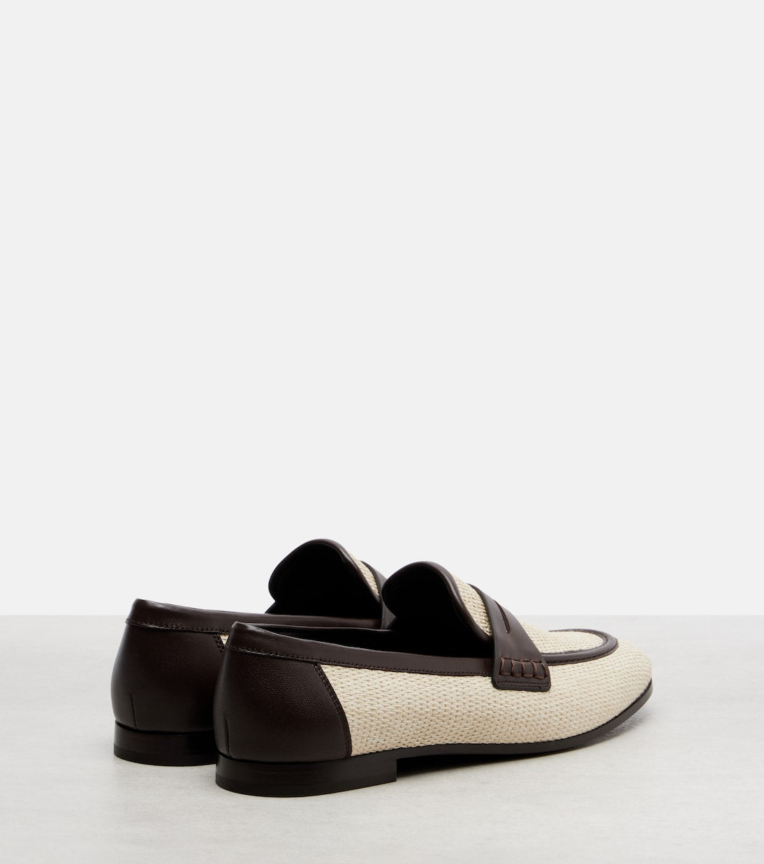 Braided leather loafers with beige/black leather trim