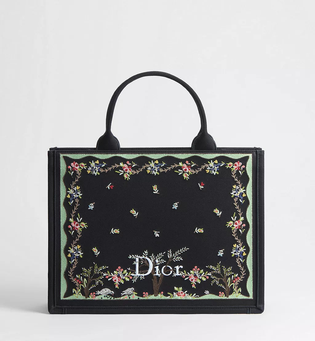 Borsa Dioramour Medium Dior Book Tote con tracolla nera